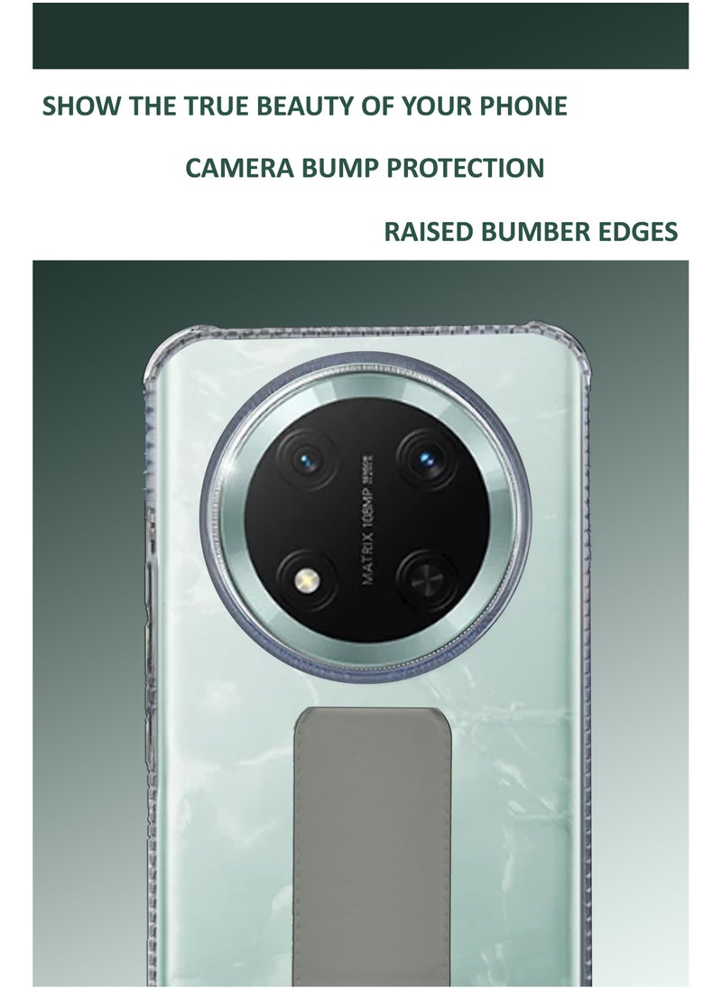 Generic For Honor X9c -Transparent Shock Proof Silicone- Magnetic Case With Hand Grip Holder & Kickstand -Clear/Grey  - Image 4