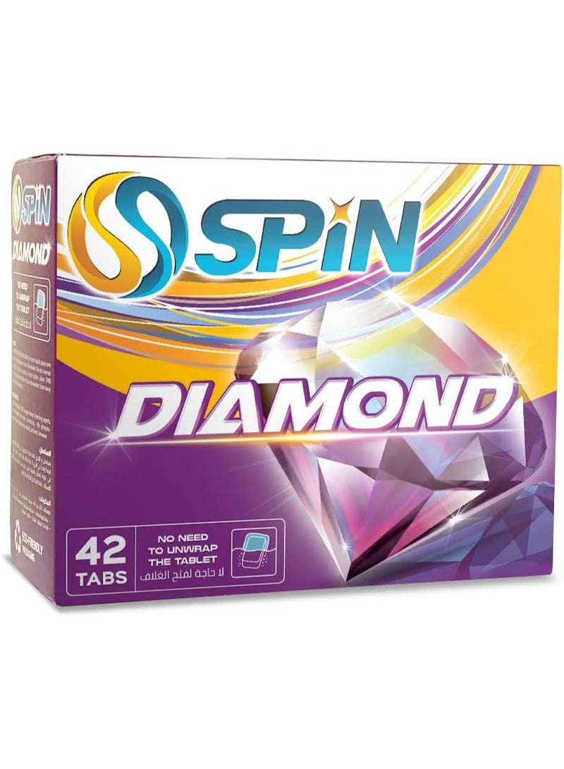 OSPIN أقراص منظف غسالة الصحون دايموند، 42 قرصًا، قوة إضافية/لمعان إضافي - Image 1
