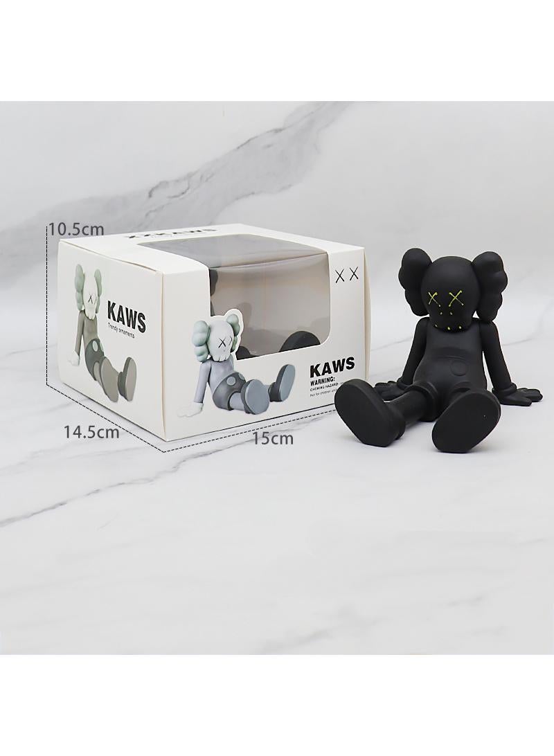 Y&D KAWS Hand-made Model Doll Ornaments Creative Personality Decorative Toys-Sitting Black - Image 3