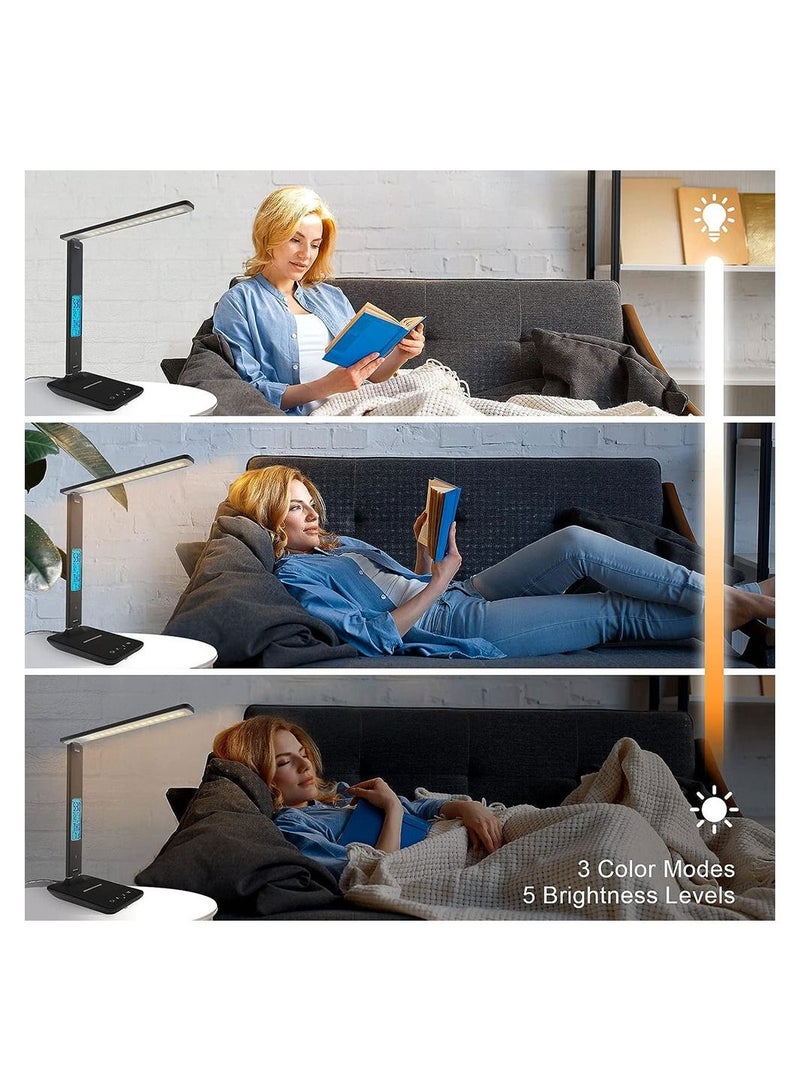 كول بيبي مصباح مكتب مصباح مكتبي مع شاحن لاسلكي منفذ شحن مصباح طاولة مكتب مصباح مكتب مصابيح مكتب للمنزل والمكتب - Image 5