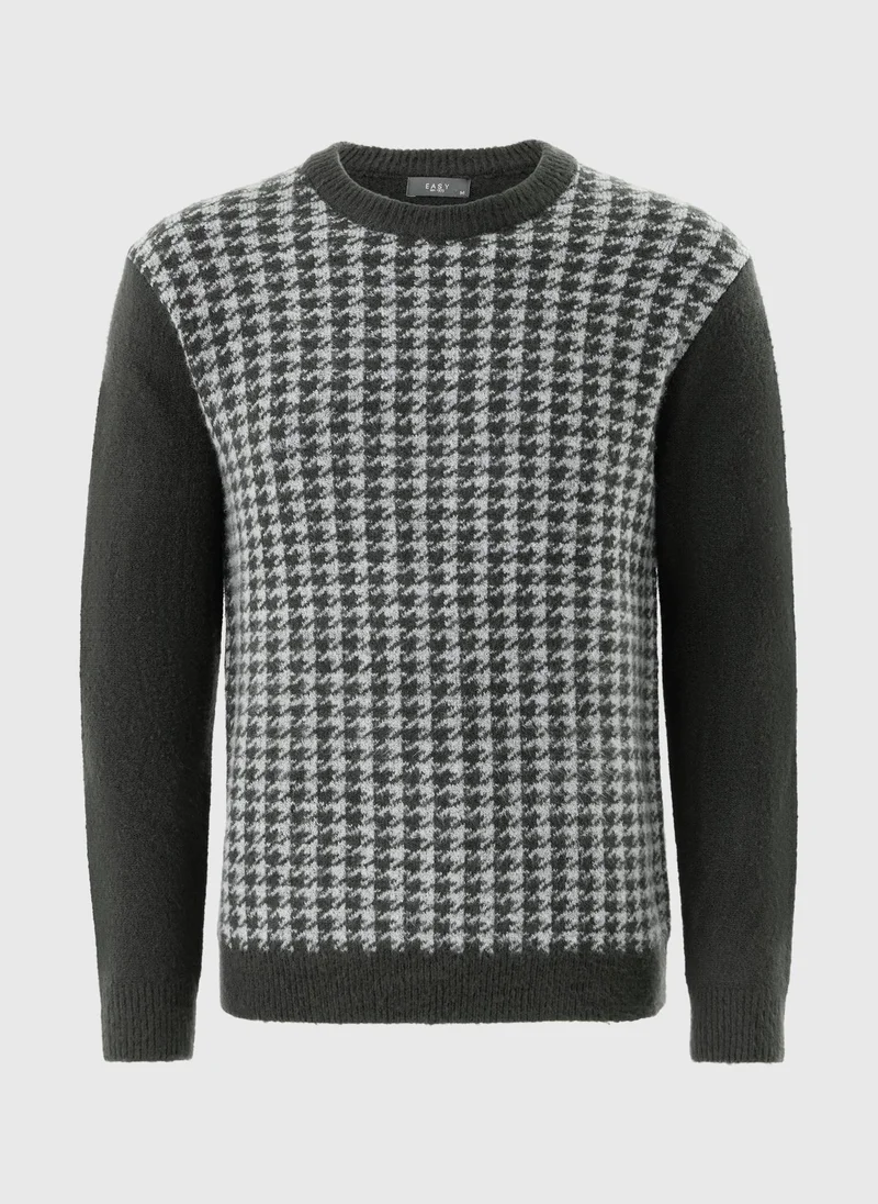 ماتلان Charcoal Houndstooth Patterned Jumper