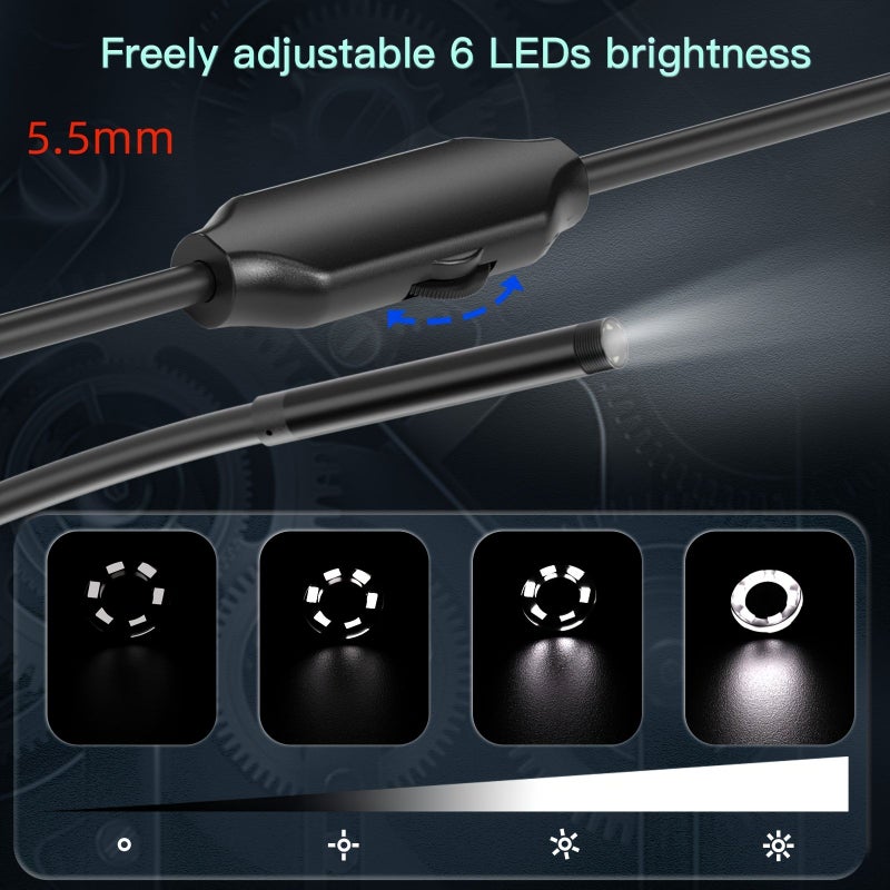 منظار صناعي 5.5 ملم مع 6 أضواء LED لأجهزة iPhone وiPad، مقاوم للماء بمعيار IP67 - Image 3