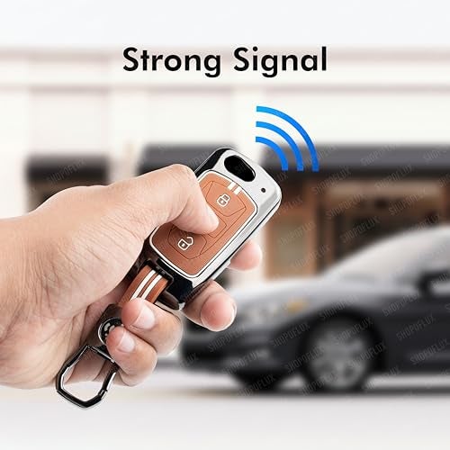 SHOPOFLUX Metal Key Cover Compatible with Tata Tiago | Nexon | Altroz | Curvv | Safari | Storme | Zest | Bolt | Tigor | Punch | Hexa 3 Button Flip Key (Brown Silicone) - Image 3