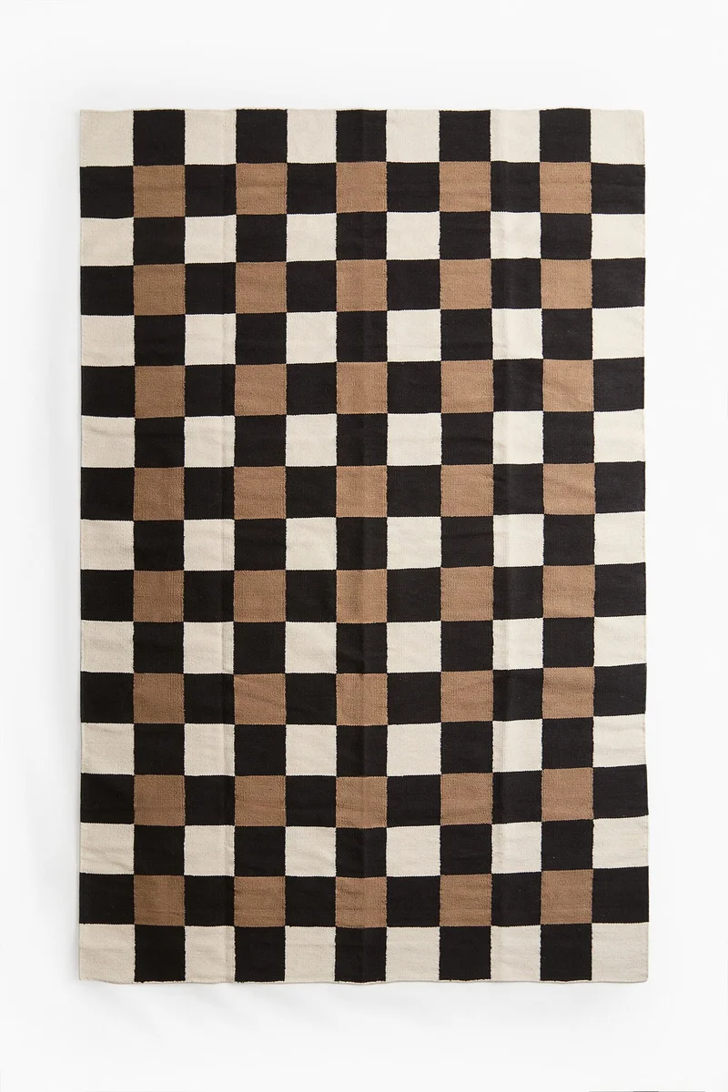 H&M Large checked cotton rug