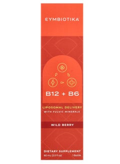 Cymbiotika B12 + B6 Liposomal Deliver with Fulvic Minerals Wild Berry  2 fl oz (60 ml) 
