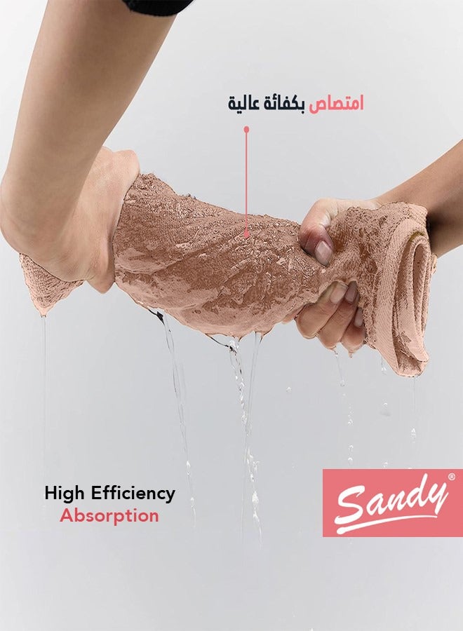 ساندي طقم مناشف يد فاخرة بجودة الفنادق قطن 100% صنعت في مصر - 600 غرام لكل متر مربع، ناعمة وسريعة الجفاف وعالية الامتصاص (4 قطع - 40 × 70 سم), خربزي - Image 3