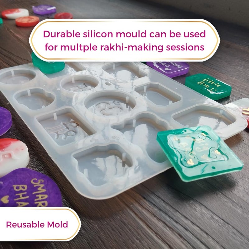 Oytra Rakhi Resin Mould - Silicone Moulds for Resin Art Kit - DIY Resin Moulds for Craft (12 Cavity) - Image 5