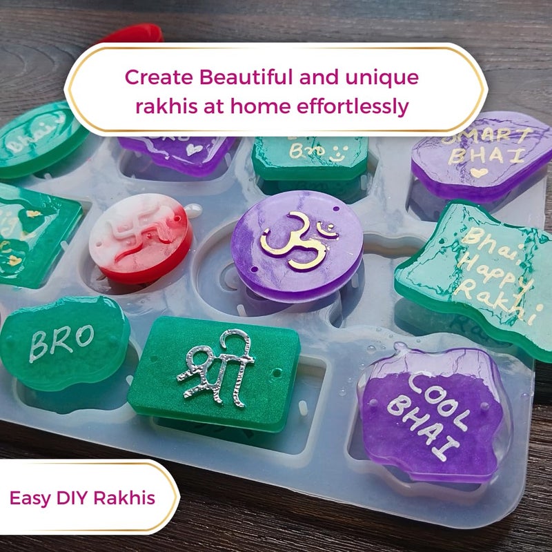 Oytra Rakhi Resin Mould - Silicone Moulds for Resin Art Kit - DIY Resin Moulds for Craft (12 Cavity) - Image 4