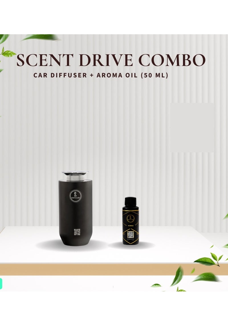 Scenta Flora Scent Drive Combo – Car Diffuser with 50ml Aroma Oil | Compact, Rechargeable & Stylish Scenting for Your Ride - Image 1