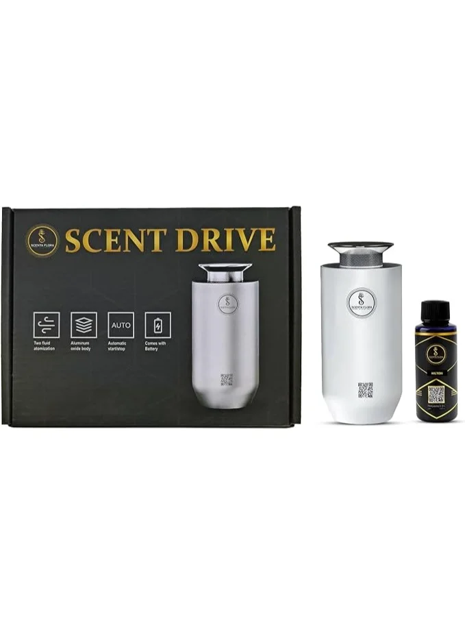 سينتا فلورا جهاز تعطير السيارة SCENTA FLORA (طراز Scent Drive) مع زيت عطري بنفحات "هيلتون" | بطارية سعة 2000 مللي أمبير | تشغيل لمدة 8-10 ساعات | تصميم مدمج وسهل الحمل | يتضمن عبوة 50 مل من الزيت العطري بنفحات الفواكه والمسك