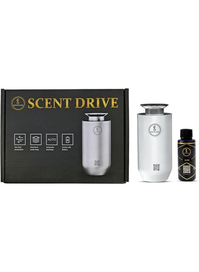 SCENTA FLORA Scent Drive Combo Car Diffuser with Hilton Fragrance Oil | 2000mAh Battery | 8–10 Hour Operation | Compact & Portable | Includes 50ml Aromatherapy Oil with Fruity & Musk Notes - Image 1