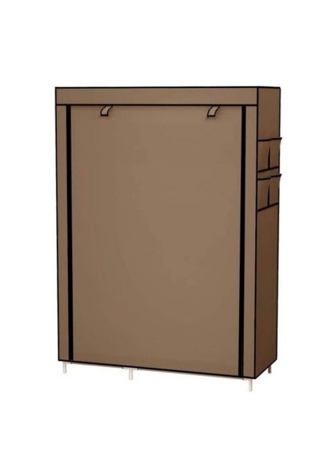 Portable Wardrobe Clothes Storage Organizer, Fabric Wardrobe For Clothing Brown 105x170x45cm - Image 2