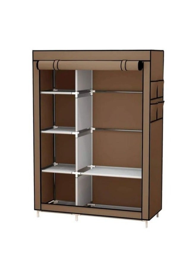 Portable Wardrobe Clothes Storage Organizer, Fabric Wardrobe For Clothing Brown 105x170x45cm - Image 3