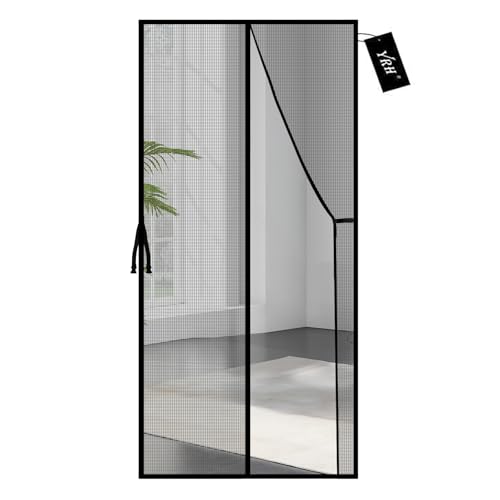 YRH Magnetic Fly Screen Door,Fiberglass Enhanced Screen Mesh,with Stay Open Buckles,Heavy Duty Self-Sealing Mesh,(Fit for Door Size:36x82 Inch,Screen Itself Size:38x83 Inch,Black) - Image 1