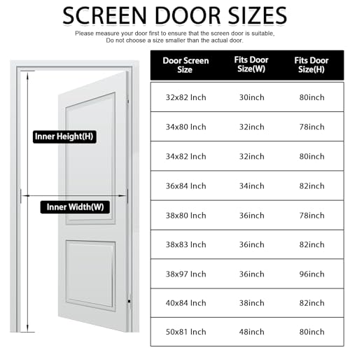 YRH Magnetic Fly Screen Door,Fiberglass Enhanced Screen Mesh,with Stay Open Buckles,Heavy Duty Self-Sealing Mesh,(Fit for Door Size:36x82 Inch,Screen Itself Size:38x83 Inch,Black) - Image 2