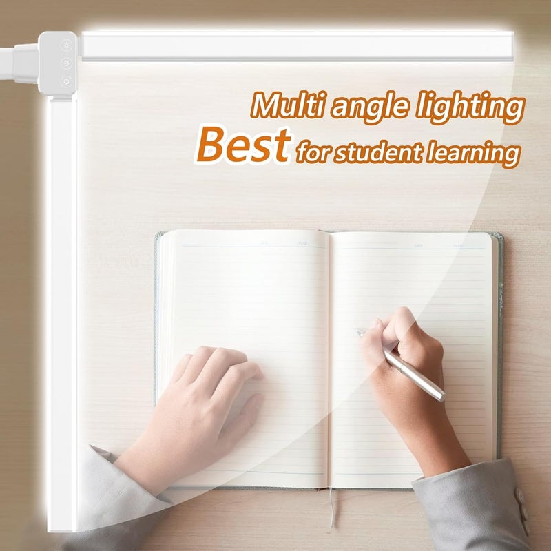 LOOPITYS LED Desk Lamp for Home Office, Double Head LED Desk Lamp with Clamp, Eye Protection Architect Table Lamps, 18W 80CM Brightest 5 Color Modes and Dimmable Workbench Office Light for Reading (BLACK) - Image 1