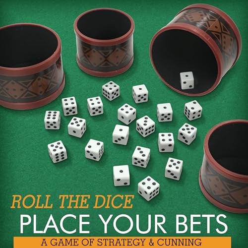 Front Porch Classics, Liar's Dice Game Set - The Classic Bluffing Game for 2 to 4 Players - Includes 4 Shaker Cups, 30 Dice, Dice Storage Bag and Wood Storage Case and easy Travel. - Image 3