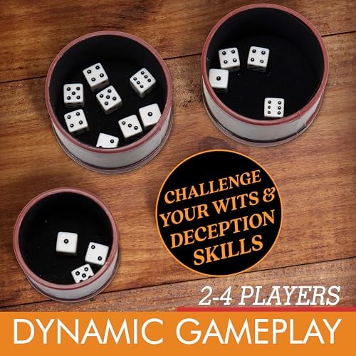 Front Porch Classics, Liar's Dice Game Set - The Classic Bluffing Game for 2 to 4 Players - Includes 4 Shaker Cups, 30 Dice, Dice Storage Bag and Wood Storage Case and easy Travel. - Image 4