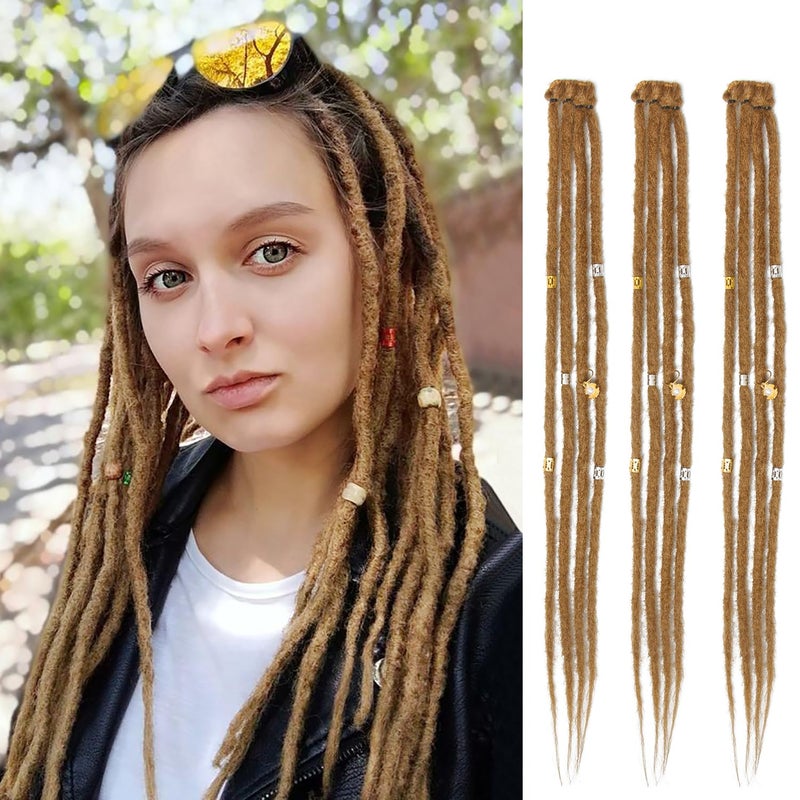 Dsoar Clip In Dreadlock Extensions 20 Inch 3PCS Handmade 0.6cm Synthetic Dreads with Clips Soft Crochet Loc Extensions(27#) - Image 1