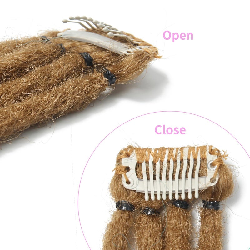 Dsoar Clip In Dreadlock Extensions 20 Inch 3PCS Handmade 0.6cm Synthetic Dreads with Clips Soft Crochet Loc Extensions(27#) - Image 3