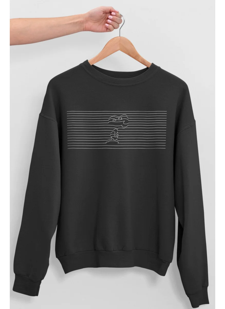 Rock&Roll Striped Dog Anthracite Crew Neck Thick Men's Sweatshirt