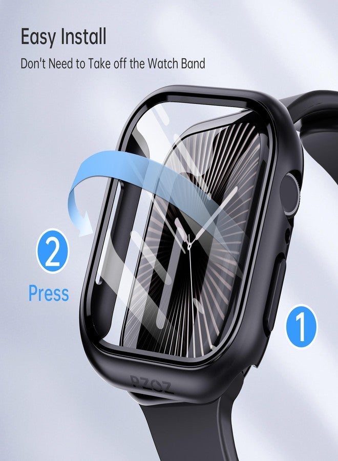 pzoz Compatible for Apple Watch Series 11/10 46mm Case with Screen Protector, Slim Guard Thin Bumper Full Coverage Matte Hard Cover Defense Edge for iWatch Accessories Women Men GPS (Black) - Image 3