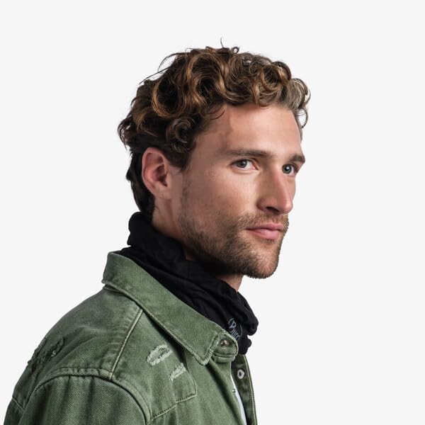 Buff Lightweight Merino Wool Neck Gaiter, 100% Ethically Sourced Wool, Versatile, Temperature Regulating Face Mask, Black, Adult Size - Image 3