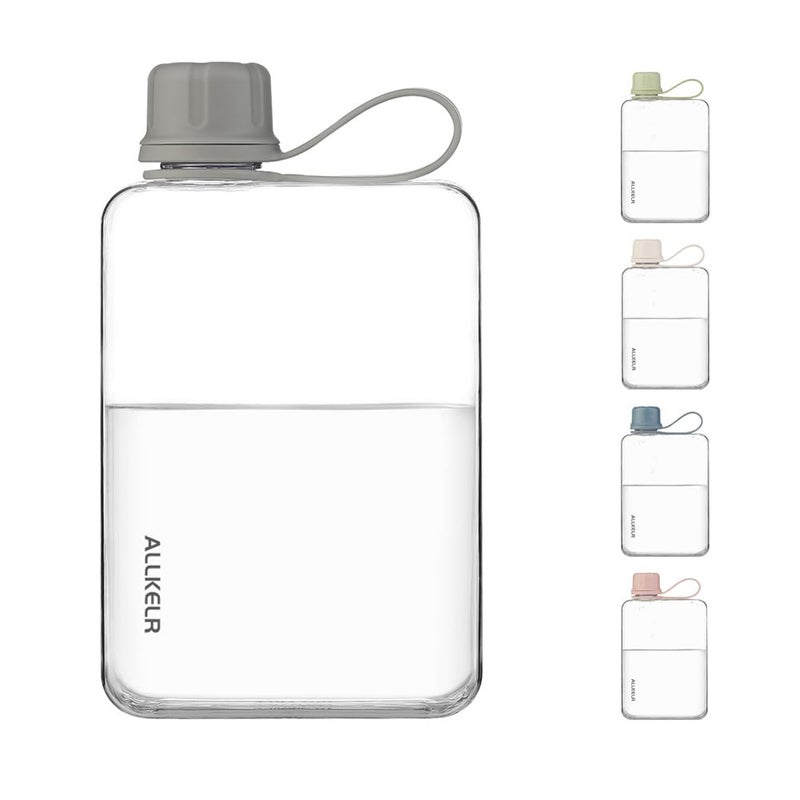 ALLKELR Portable Flat Water Bottle,BPA Free Reusable Tritan Plastic Travel Water Bottle Cup,Lightweight Leakproof Slim Water Bottle Fits Purse,Backpacking, Hiking (Gray, 17 oz) - Image 3