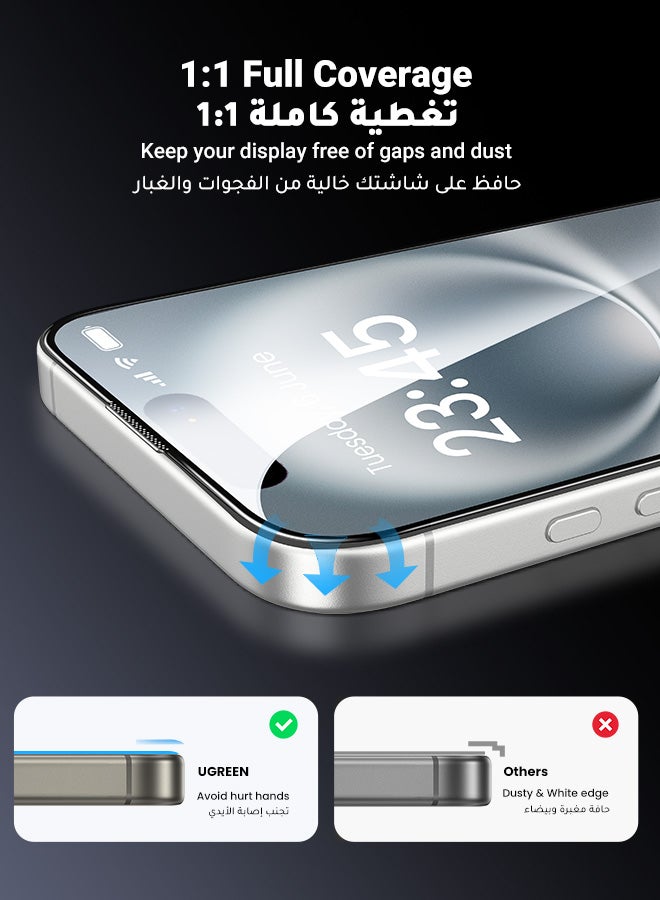 Ugreen 2-Pack 9H Tempered Glass Screen Protector For iPhone 1615 6.1-Inch Screen HD Clear Anti-Fingerprint Bubble Free - Image 3