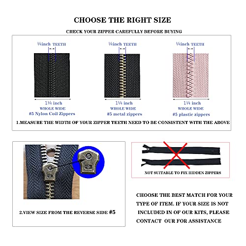 Meikeer 12-Piece #5 Universal Zipper Slider Replacement Kit - Includes Sliders for Easy Repair of Metal, Plastic, and Nylon Coil Luggage, Bags, and Jackets - Image 2