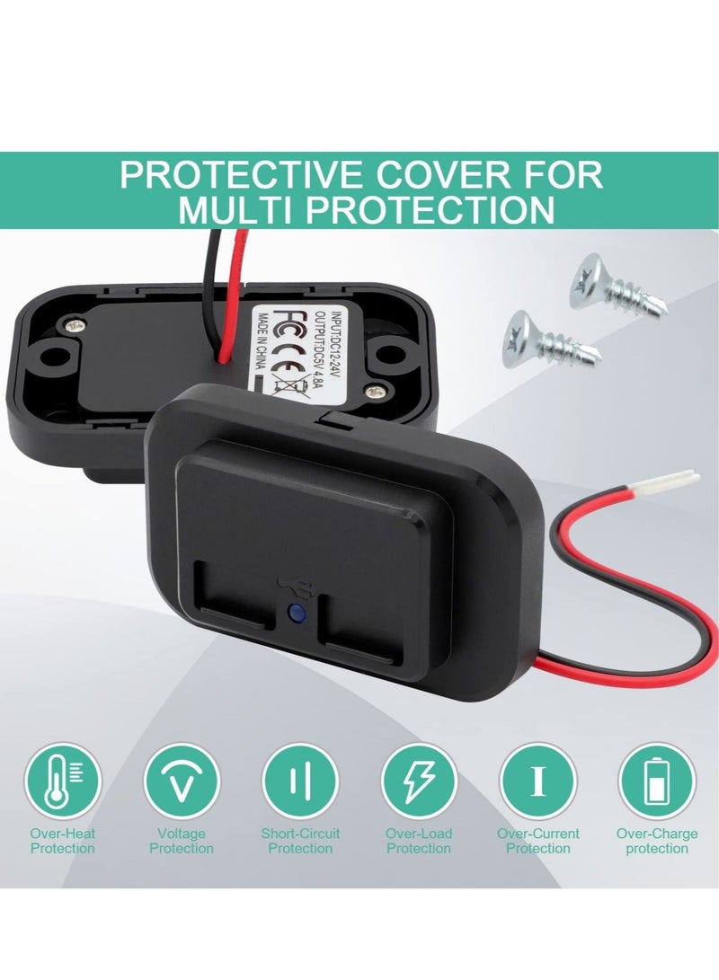 Captaintech USB Outlet, RV USB Outlet Car Charger, RV Dual USB Port Female Panel Mount for Cars Bus Boat Automotive Marine ATV Truck Golf Cart - Image 3