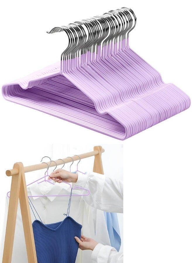 20 Pieces Stainless Steel Silicone Coated Clothes Hangers, Durable Non-Slip Rust-Resistant Clothes Hangers for Shirts, Dresses, Blouses, Coats, Jackets (Purple) - Image 1