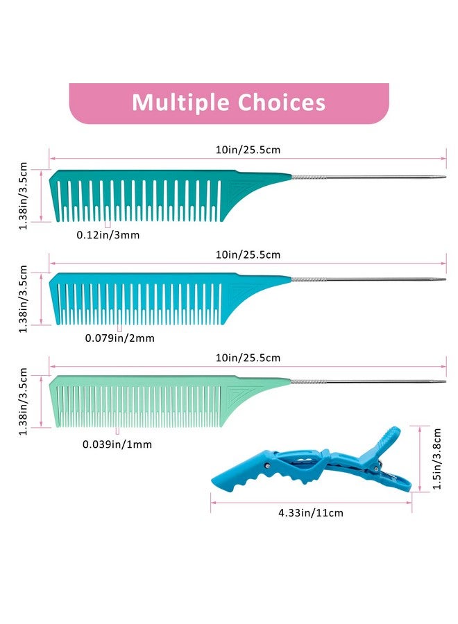 Catcan 3 PCS Highlighting Combs with 4PCS Alligator Clips, Catcan Weaving Combs for Highlighting Professional Styling Weaving Rat Tail Combs Set for Barbershop Home Hair Salon - Image 2