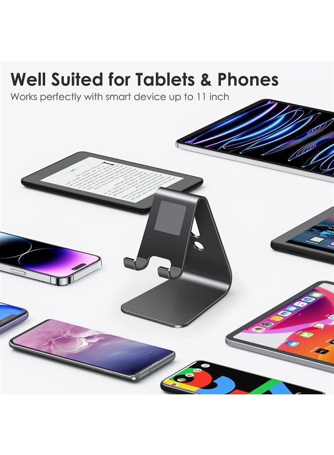 Omoton Upgraded Aluminum Cell Phone Stand, C1 Durable Cellphone Dock with Protective Pads, Smart Stand Designed for iPhone 14 Plus, 14/13/12/11 Pro Max XR XS, iPad Mini, Android Phones，Black - Image 2