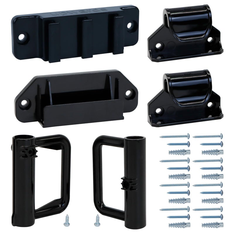KISKIZ Retractable Baby Gate Replacement Parts Black Hardware Full Set Wall Mounting Accessories with Brackets Anchors and Screws