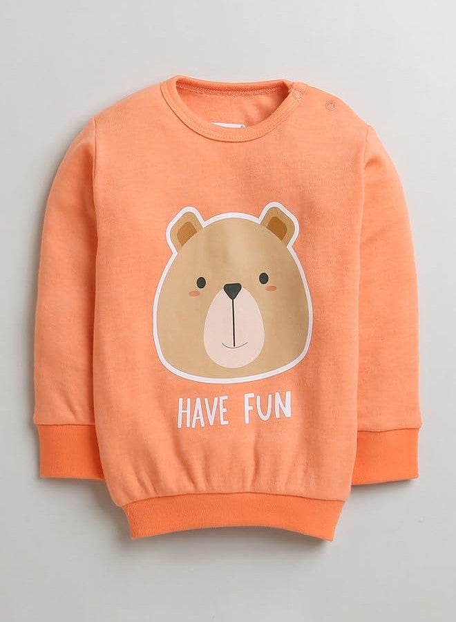 BUMZEE Orange Boys Full Sleeves Cotton Sweatshirt & Jogger Set Age - 6-12 Months (Peb9998C-org) - Image 2