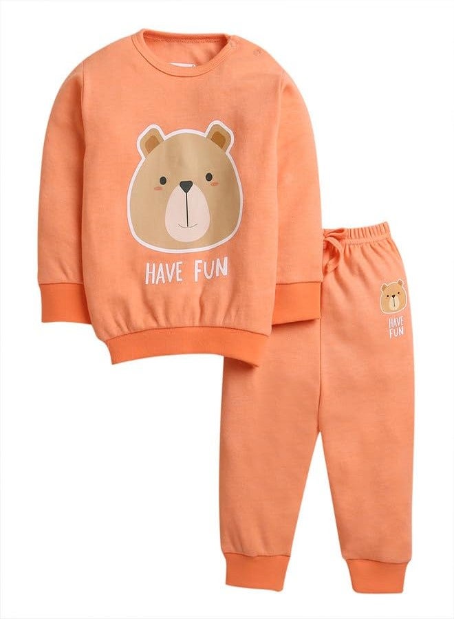 BUMZEE Orange Boys Full Sleeves Cotton Sweatshirt & Jogger Set Age - 6-12 Months (Peb9998C-org) - Image 1
