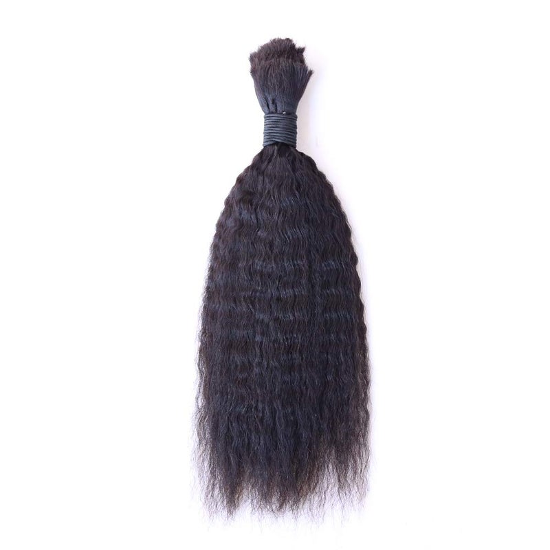 ZigZag Hair Kinky Straight Human Hair Bulk for Braiding without Weft Brazilian Virgin Human Braiding Hair Bulk Extension no Attachment 1pc 100g Natural Color 16inch Natural Color