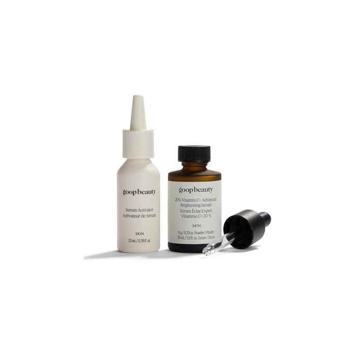goop Beauty 20% Vitamin C + Advanced Brightening Serum | Vitamin C Serum for Face | Hydrating Facial Serum to Improve Tone & Texture | L-Ascorbic Acid & Ectoin | 1 fl oz