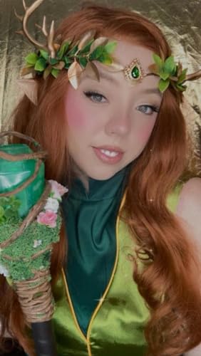 MOSTORY Woodland Fairy Antler Crown - Forest Elf Crown Flower Deer Horns Circlet for Women Renaissance Cosplay Renfaire Costume Photo Shoot - Image 2