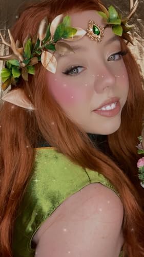 MOSTORY Woodland Fairy Antler Crown - Forest Elf Crown Flower Deer Horns Circlet for Women Renaissance Cosplay Renfaire Costume Photo Shoot - Image 3