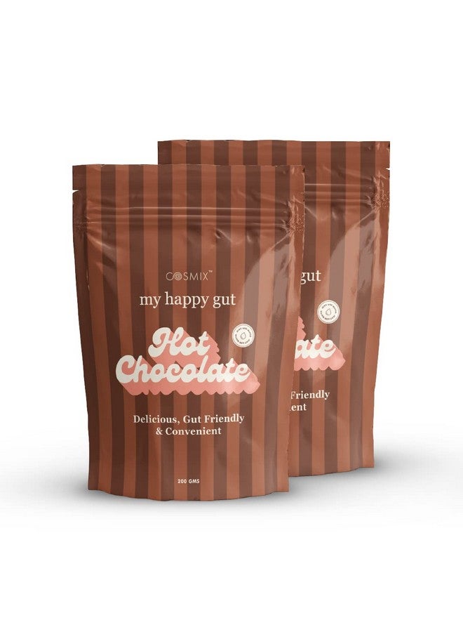 Cosmix كوزميكس شوكولاتة ساخنة لجهاز الهضم السعيد | لتحسين الهضم وصحة الأمعاء العامة | بدون سكر مكرر، بدون مواد حافظة | نباتية | فقط أضف الماء واستمتع | 2x200 جرام - يكفي حتى 14 كوب لكل منهما. - Image 1