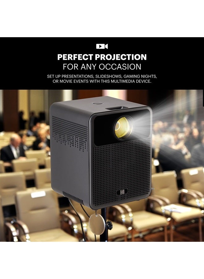 Kodak FLIK HD10 Smart Projector | Android TV 1080P FHD Video Projection System with Google Assistant, Wi-Fi, Bluetooth 5.0, HDMI, USB, Aux & Built-in dual 5W Speakers | iOS & Android - Image 2