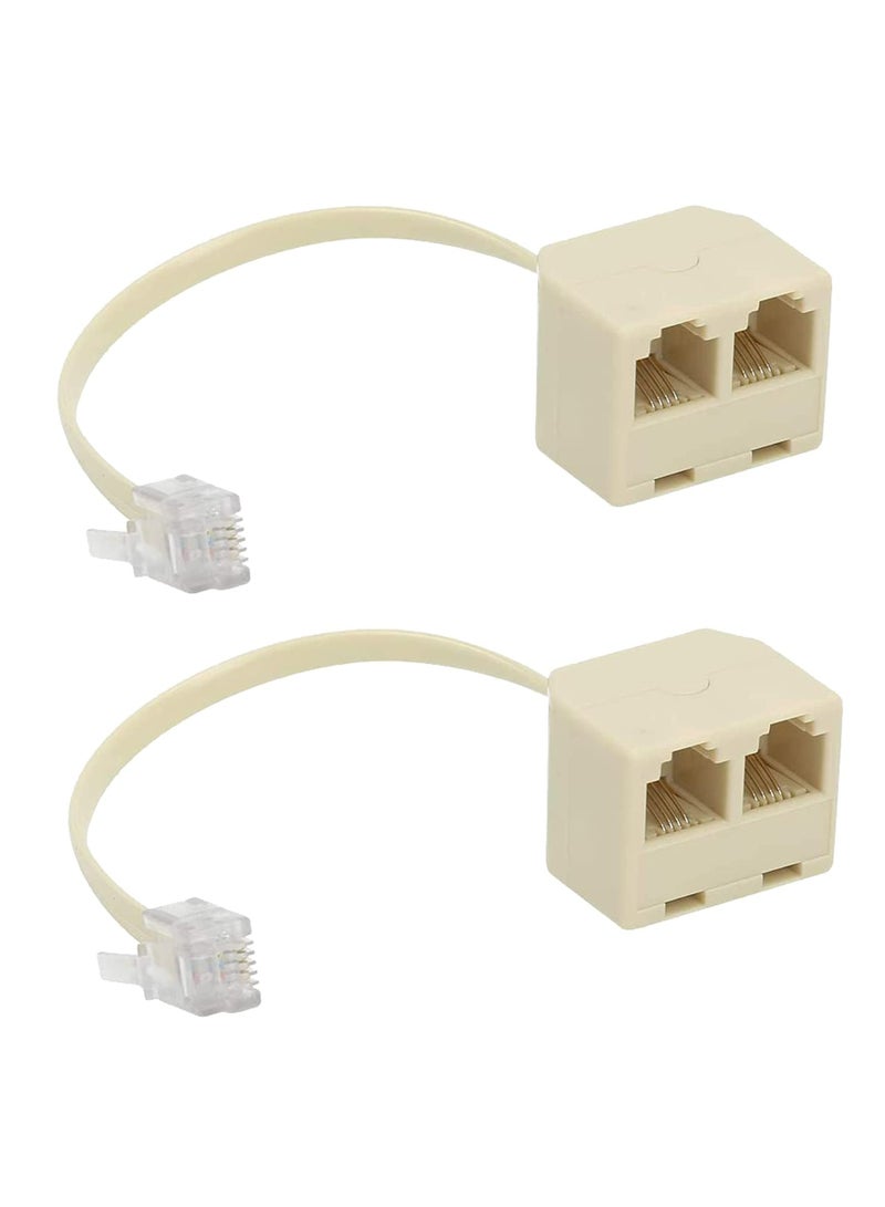 2 Pieces Telephone Splitter, RJ11 Male to Female Two Way Telephone Splitter Converter Cable Splitter Adapter - Image 1