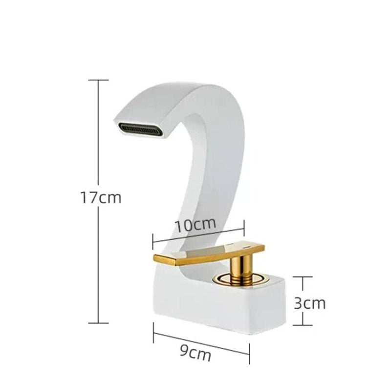 BASSINO Stylish Waterfall Bathroom Faucet - Brass, Black & Gold, Single Hole, Floor Mount, 1 Hole, 1 Handle, Lever, Ceramic Disc Cartridge, Robotic Electroplating, Corrosion Resistant, Timeless Finish - Image 3