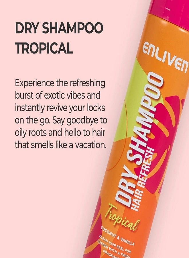 Enliven Tropical Dry Shampoo 300ml – No-Wash Solution for Soft, Refreshed Hair | Quick Fix for Oily Hair with a Long-Lasting Summer Scent - Image 3