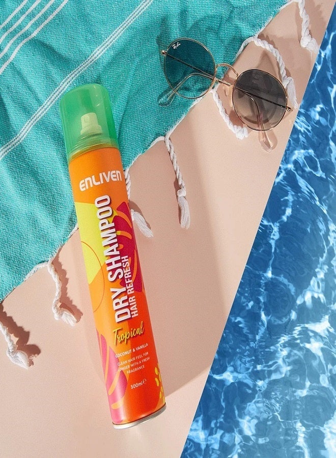 Enliven Tropical Dry Shampoo 300ml – No-Wash Solution for Soft, Refreshed Hair | Quick Fix for Oily Hair with a Long-Lasting Summer Scent - Image 4