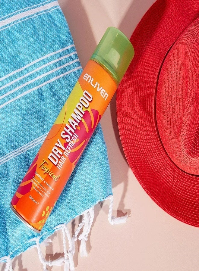 Enliven Tropical Dry Shampoo 300ml – No-Wash Solution for Soft, Refreshed Hair | Quick Fix for Oily Hair with a Long-Lasting Summer Scent - Image 5