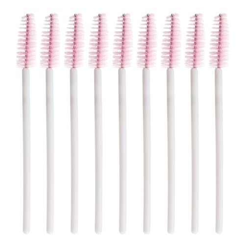 Mekupeu 300 Pcs Disposable Mascara Wands,Eyelash Brushes,Spoolie Brush for Eyelash Extensions Makeup Applicator Tool Bulk, White/Pink - Image 5