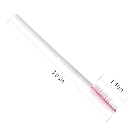 Mekupeu 300 Pcs Disposable Mascara Wands,Eyelash Brushes,Spoolie Brush for Eyelash Extensions Makeup Applicator Tool Bulk, White/Pink - Image 2